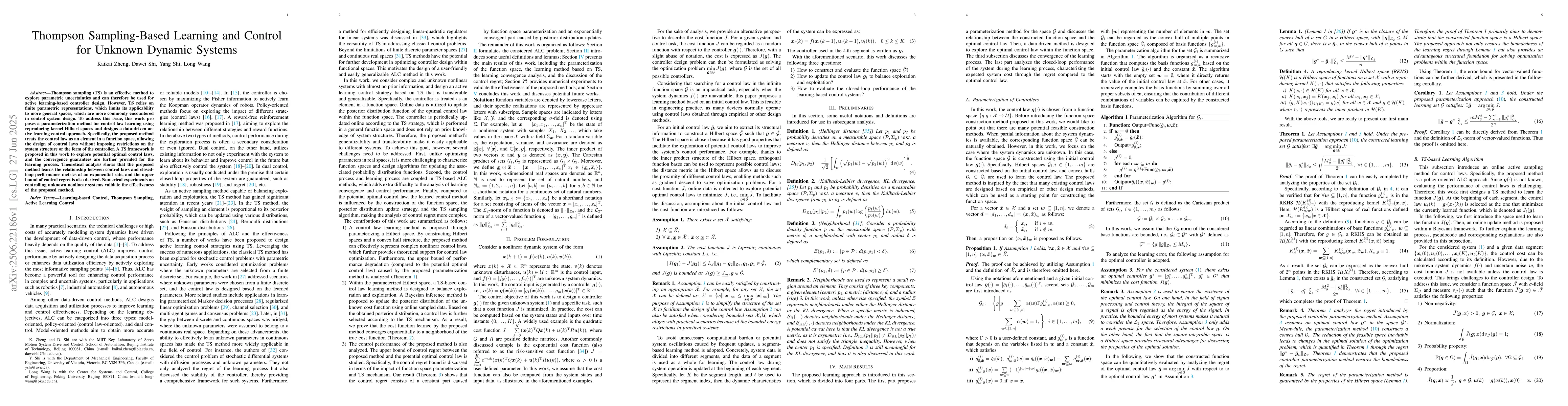 Thumbnail for Thompson Sampling-Based Learning and Control for Unknown Dynamic Systems