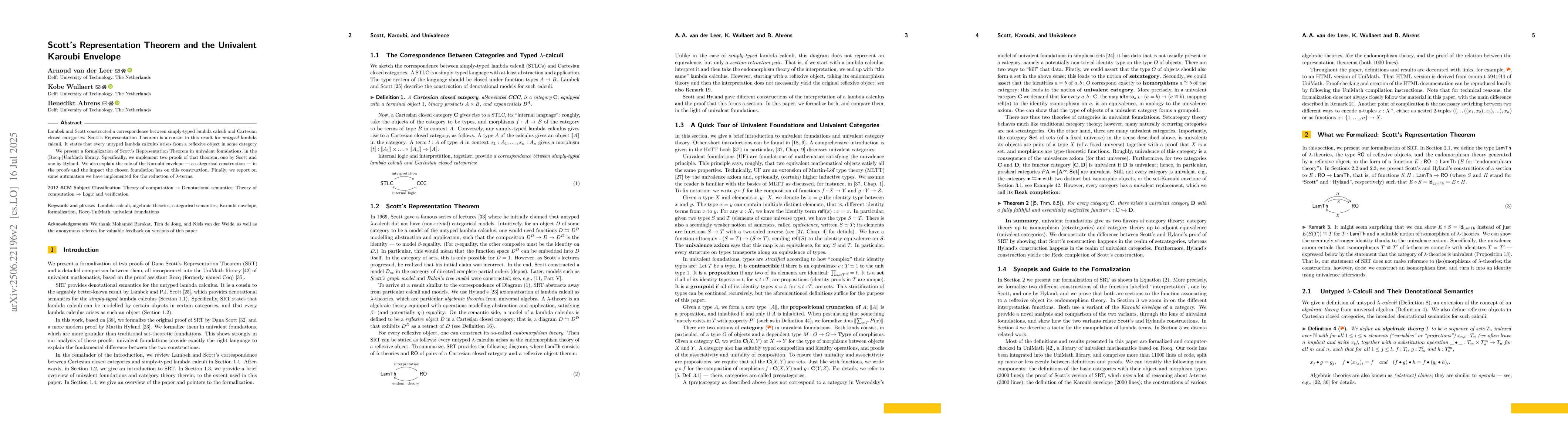 Thumbnail for Scott's Representation Theorem and the Univalent Karoubi Envelope