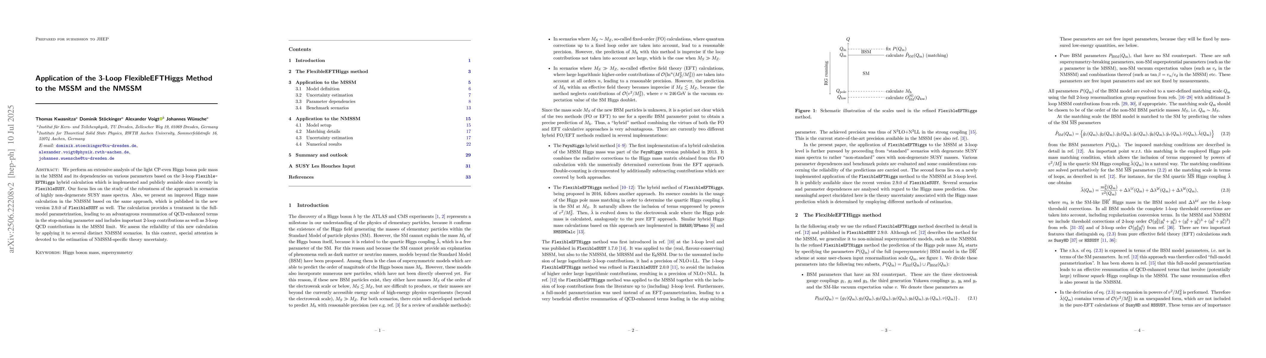 Thumbnail for Application of the 3-Loop FlexibleEFTHiggs Method to the MSSM and the
  NMSSM