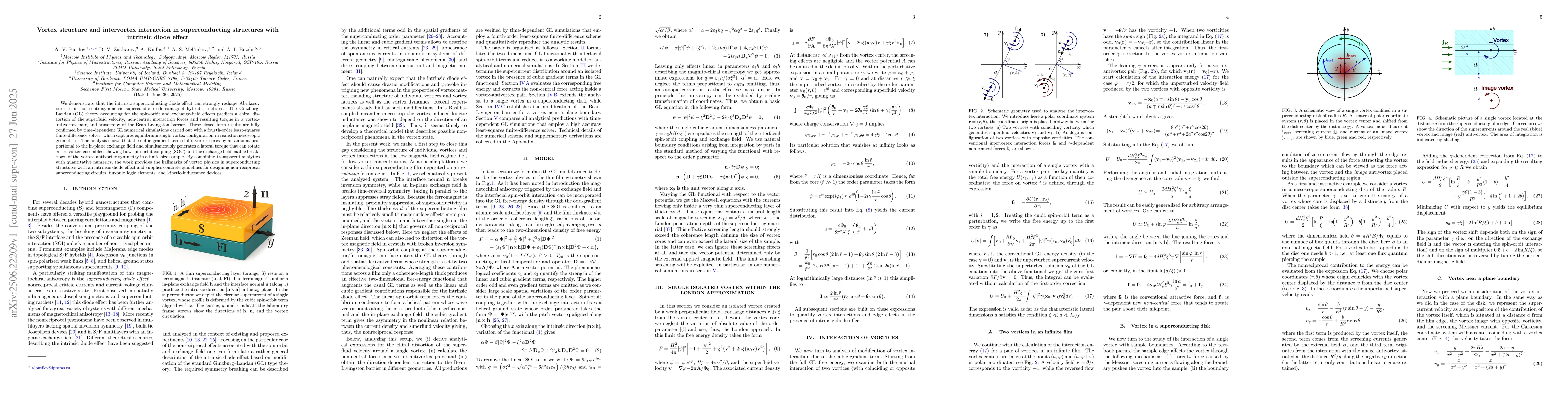 Thumbnail for Vortex structure and intervortex interaction in superconducting
  structures with intrinsic diode effect