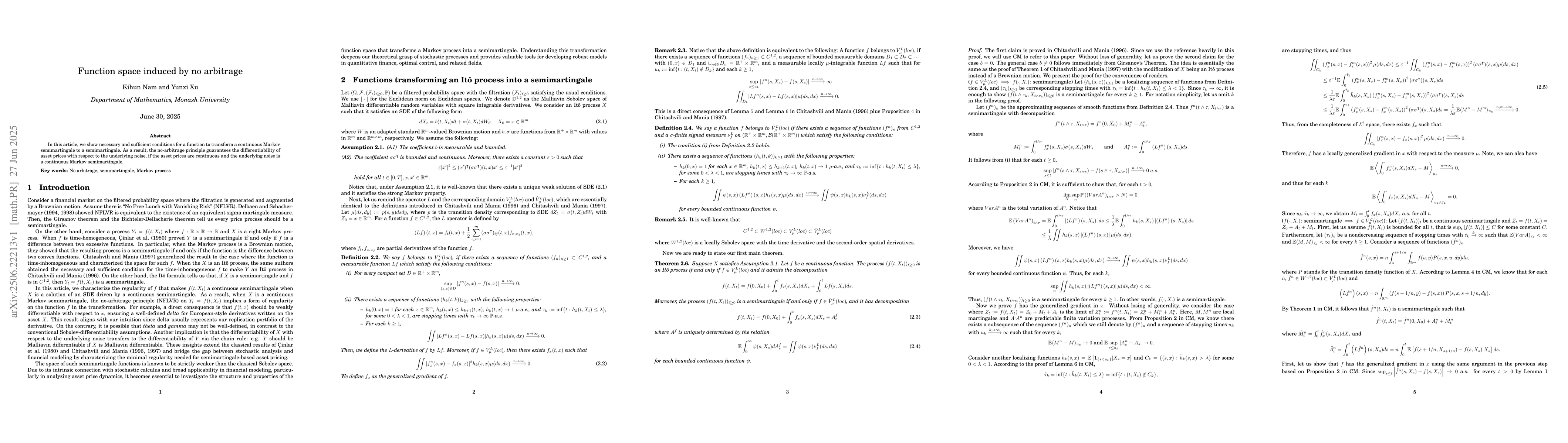 Thumbnail for Function space induced by no arbitrage