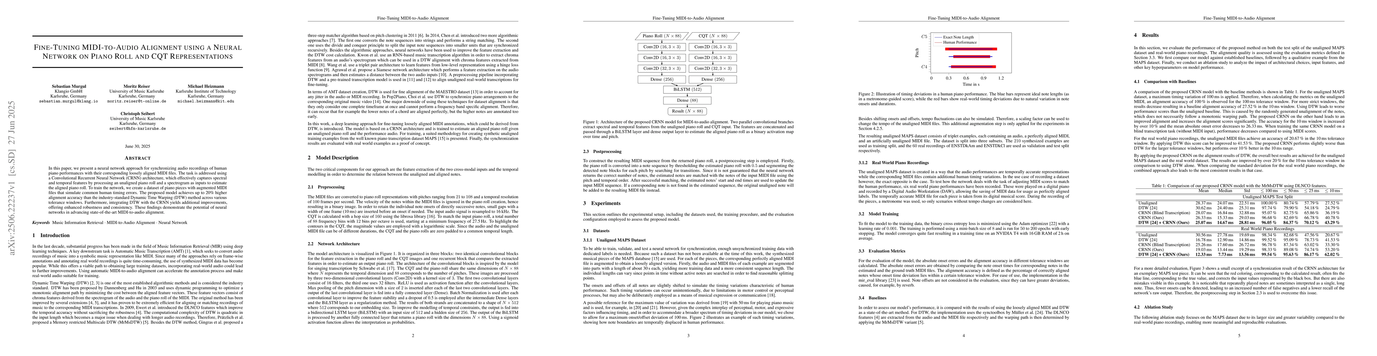Thumbnail for Fine-Tuning MIDI-to-Audio Alignment using a Neural Network on Piano Roll
  and CQT Representations