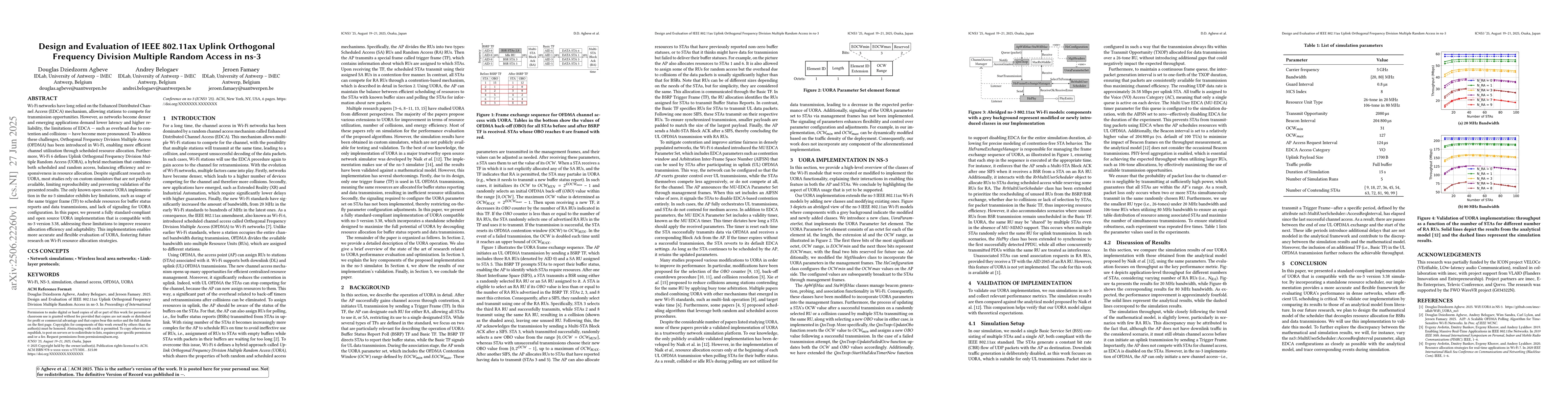 Thumbnail for Design and Evaluation of IEEE 802.11ax Uplink Orthogonal Frequency
  Division Multiple Random Access in ns-3