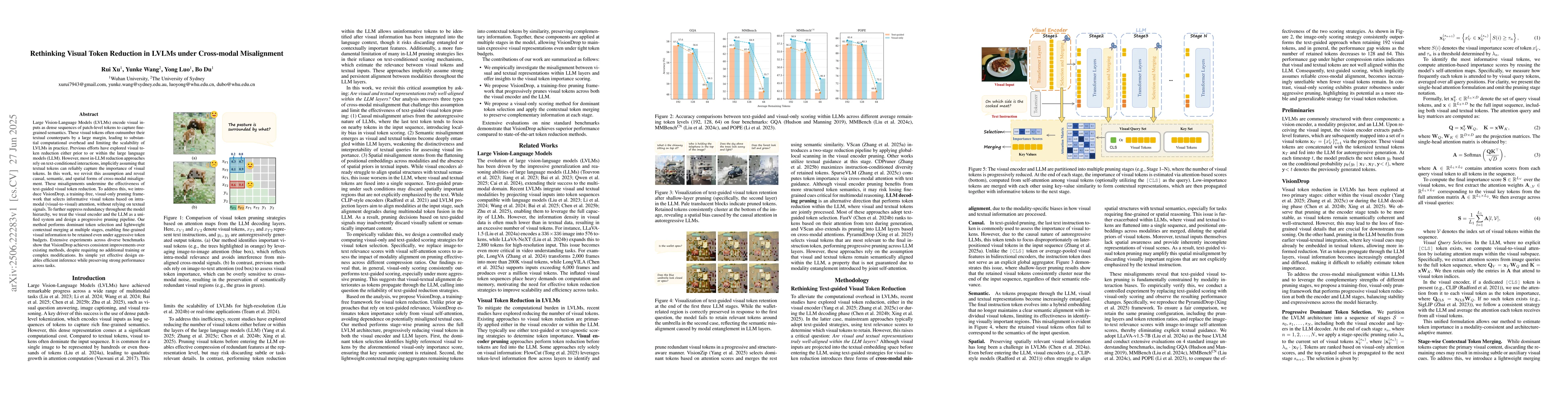 Thumbnail for Rethinking Visual Token Reduction in LVLMs under Cross-modal
  Misalignment