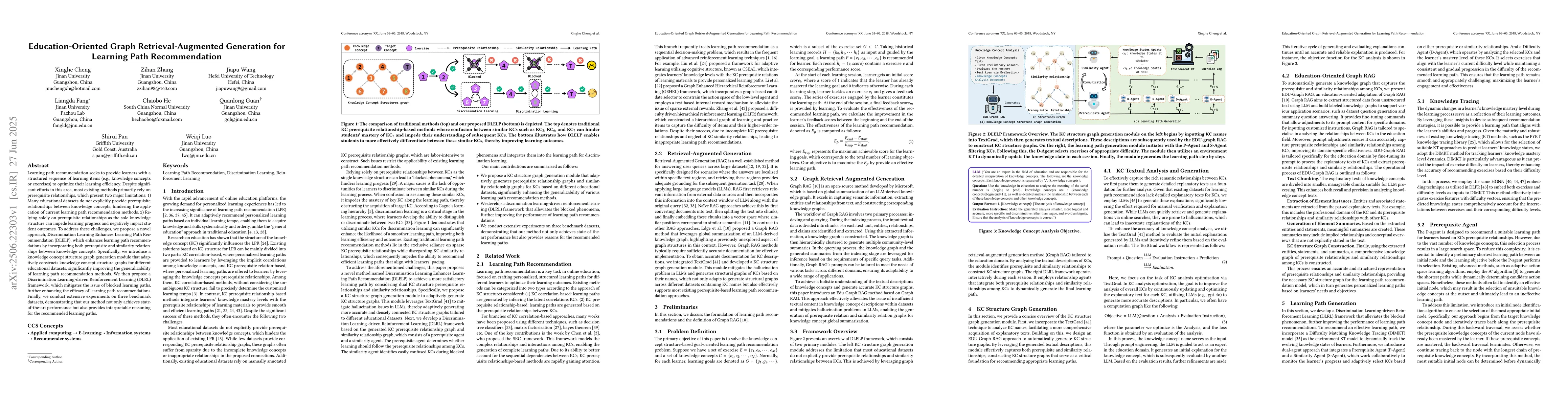 Thumbnail for Education-Oriented Graph Retrieval-Augmented Generation for Learning
  Path Recommendation