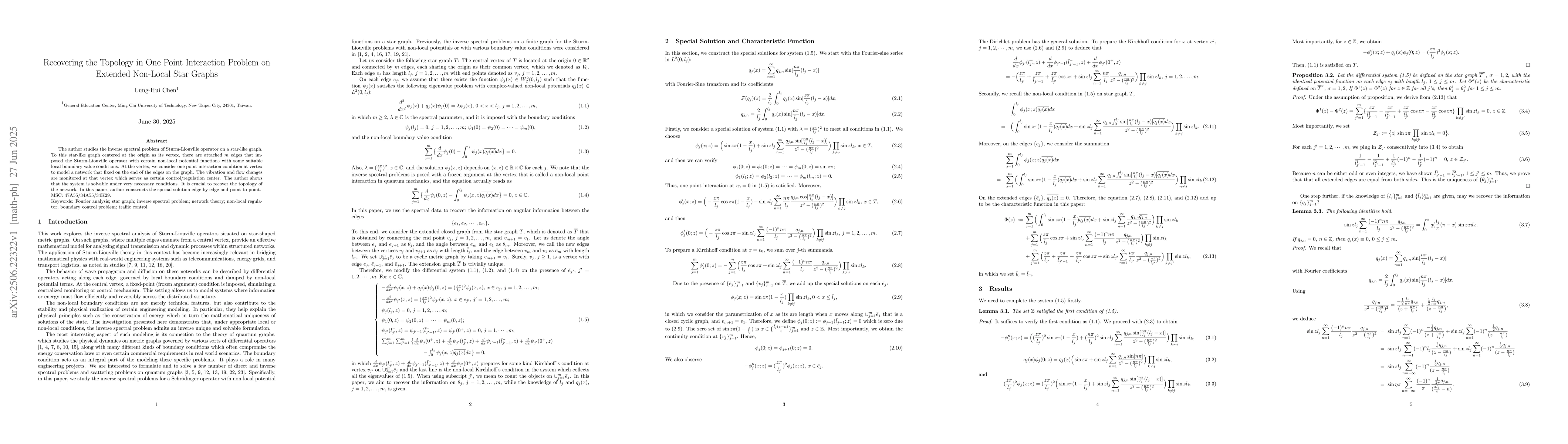 Thumbnail for Recovering the Topology in One Point Interaction Problem on Extended
  Non-Local Star Graphs