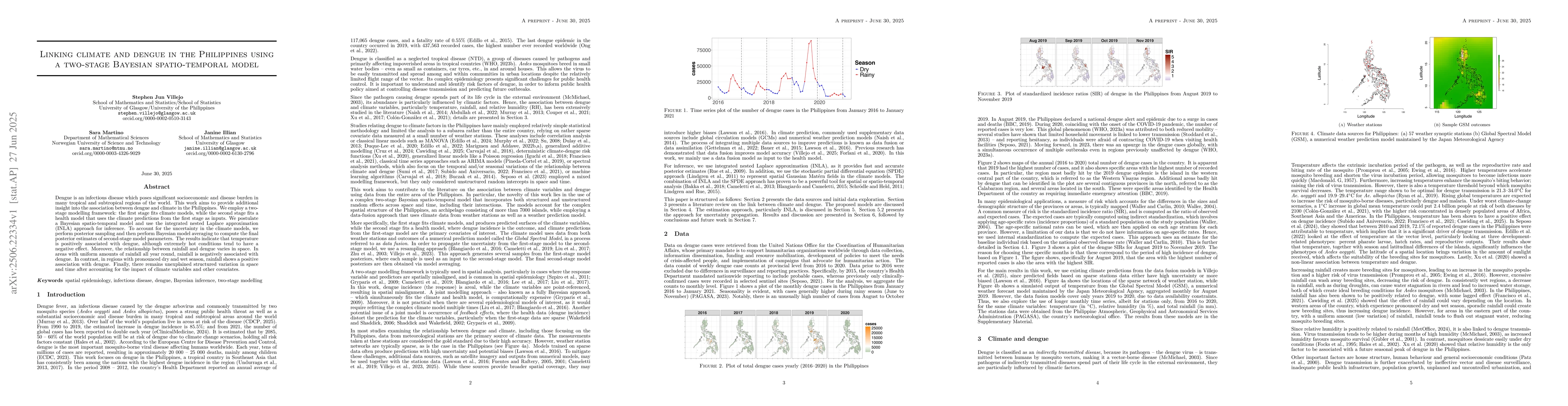 Thumbnail for Linking climate and dengue in the Philippines using a two-stage Bayesian
  spatio-temporal model