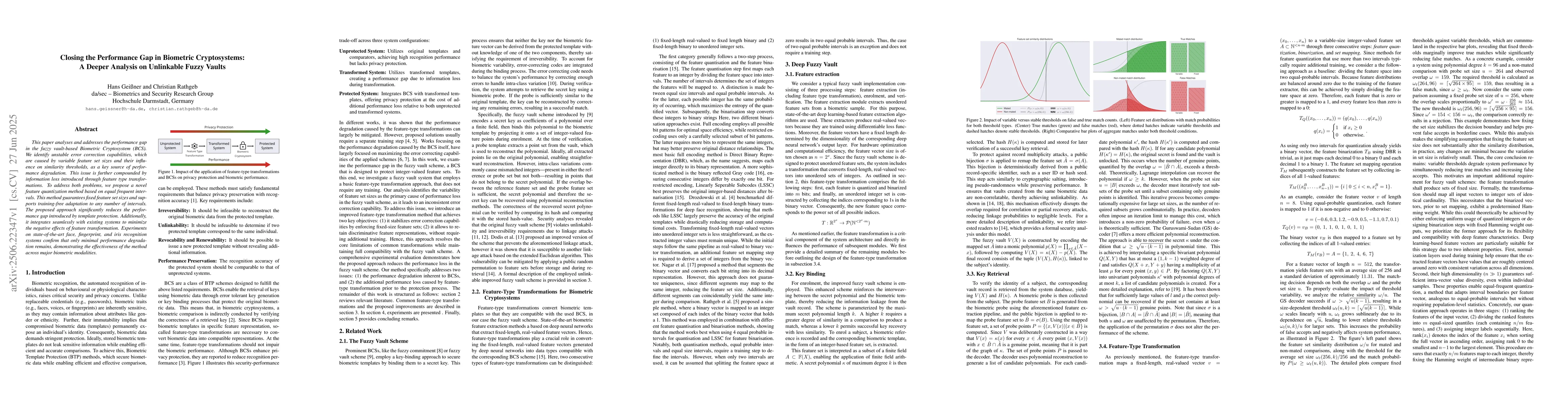 Thumbnail for Closing the Performance Gap in Biometric Cryptosystems: A Deeper
  Analysis on Unlinkable Fuzzy Vaults