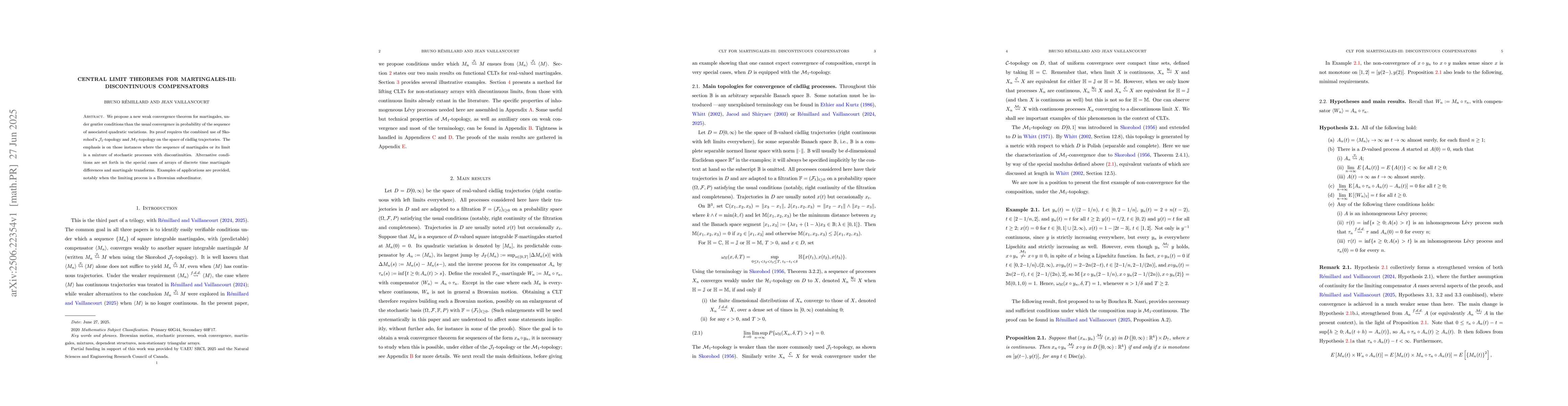 Thumbnail for CLT for martingales-III: discontinuous compensators