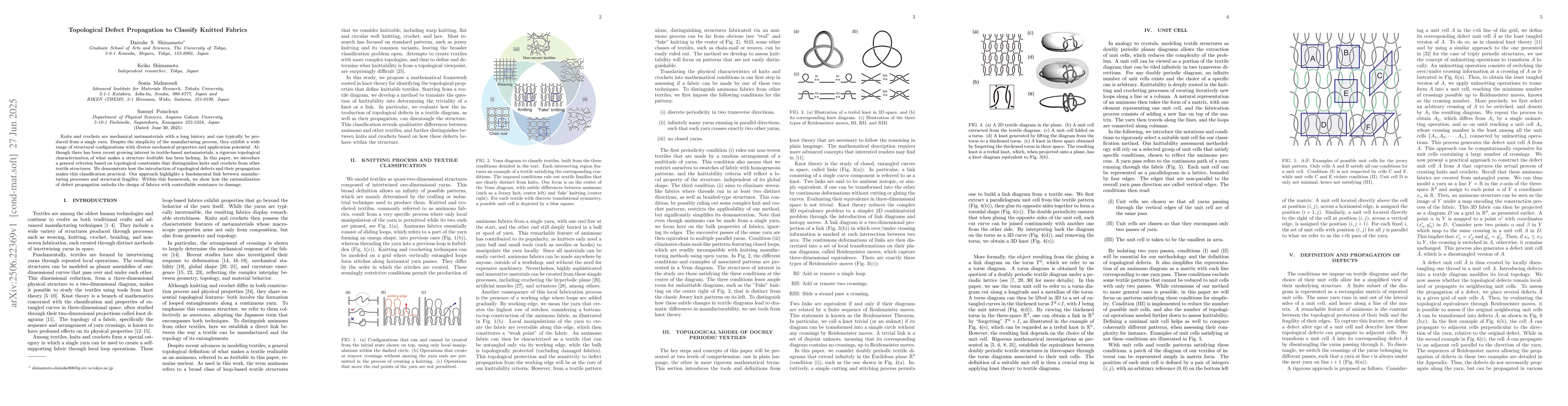 Thumbnail for Topological Defect Propagation to Classify Knitted Fabrics