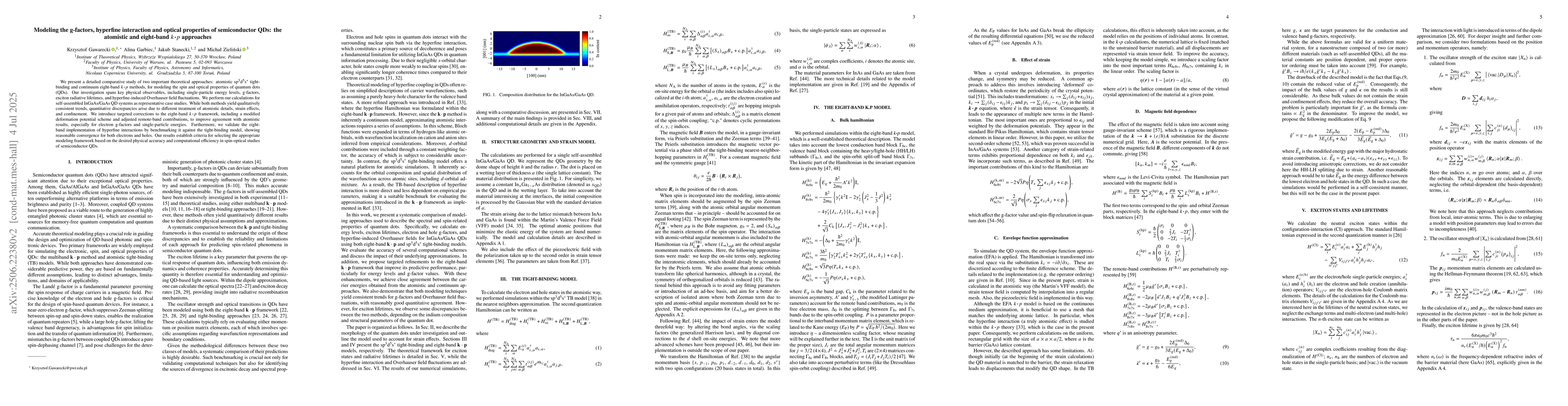 Thumbnail for Modeling the g-factors, hyperfine interaction and optical properties of
  semiconductor QDs: the atomistic and eight-band $k \cdot p$ approaches