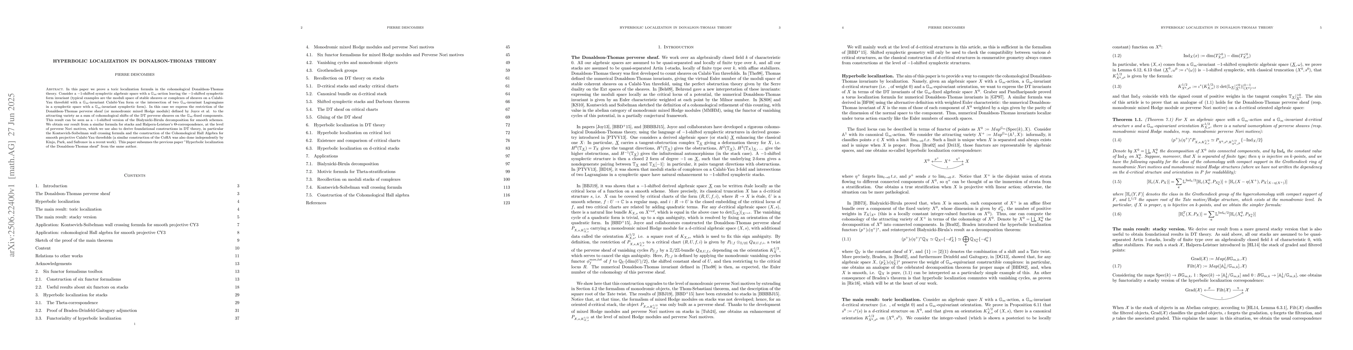 Thumbnail for Hyperbolic localization in Donaldson-Thomas theory