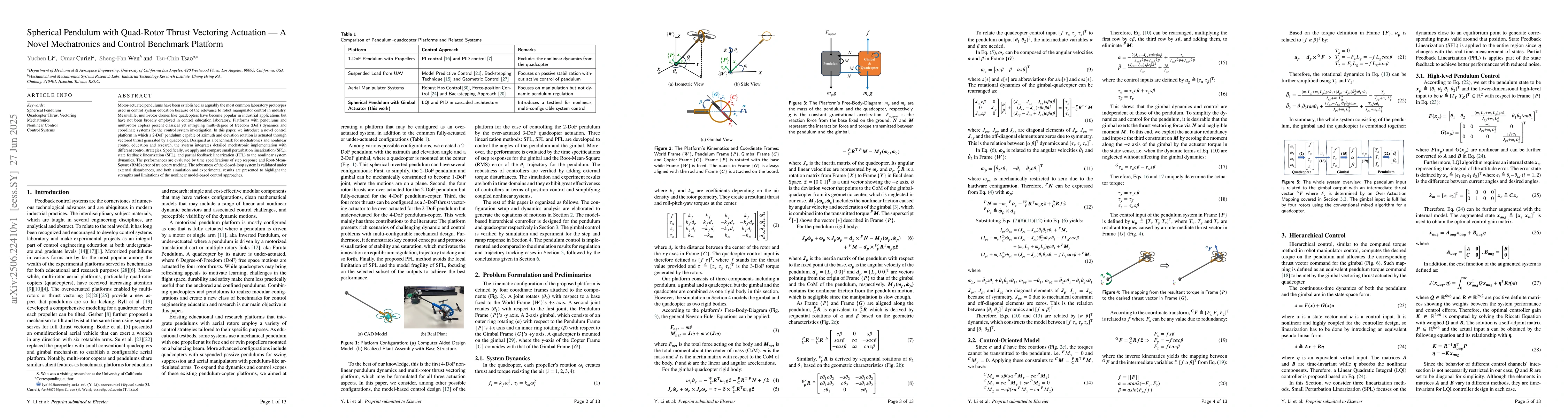 Thumbnail for Spherical Pendulum with Quad-Rotor Thrust Vectoring Actuation -- A Novel
  Mechatronics and Control Benchmark Platform