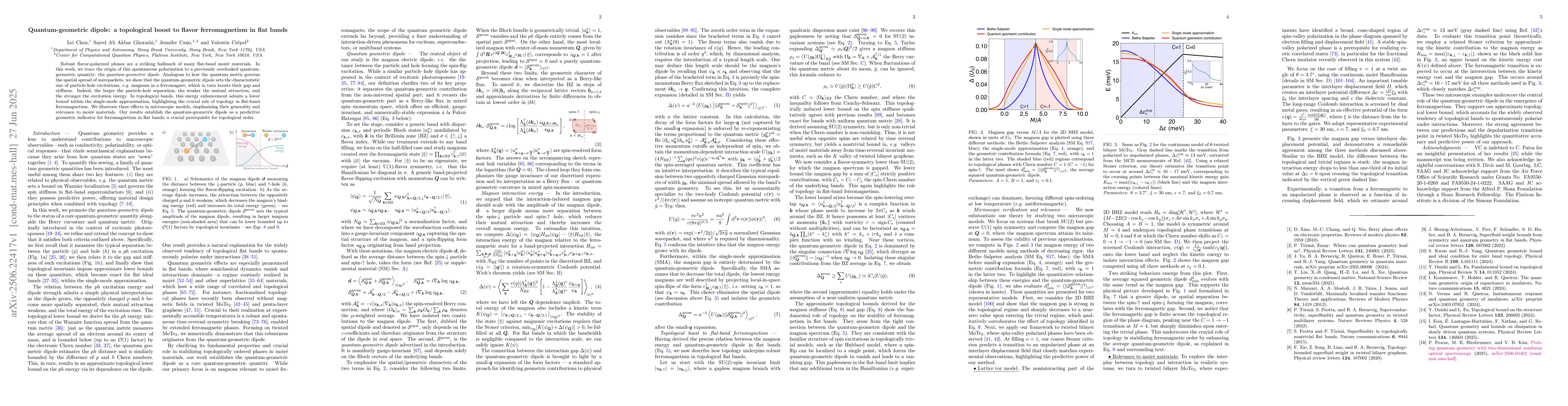 Thumbnail for Quantum-geometric dipole: a topological boost to flavor ferromagnetism
  in flat bands
