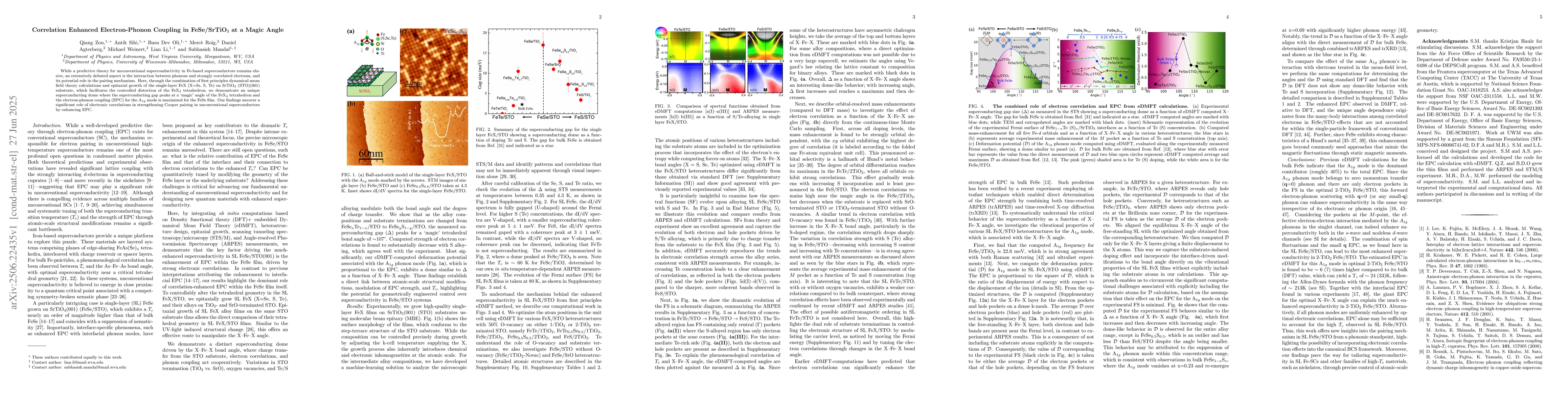 Thumbnail for Correlation Enhanced Electron-Phonon Coupling in FeSe/SrTiO$_3$ at a
  Magic Angle