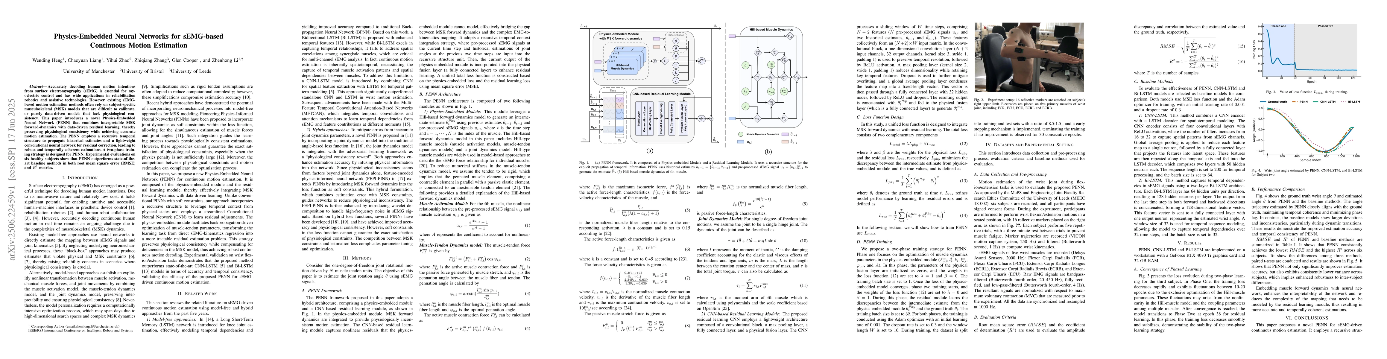 Thumbnail for Physics-Embedded Neural Networks for sEMG-based Continuous Motion
  Estimation