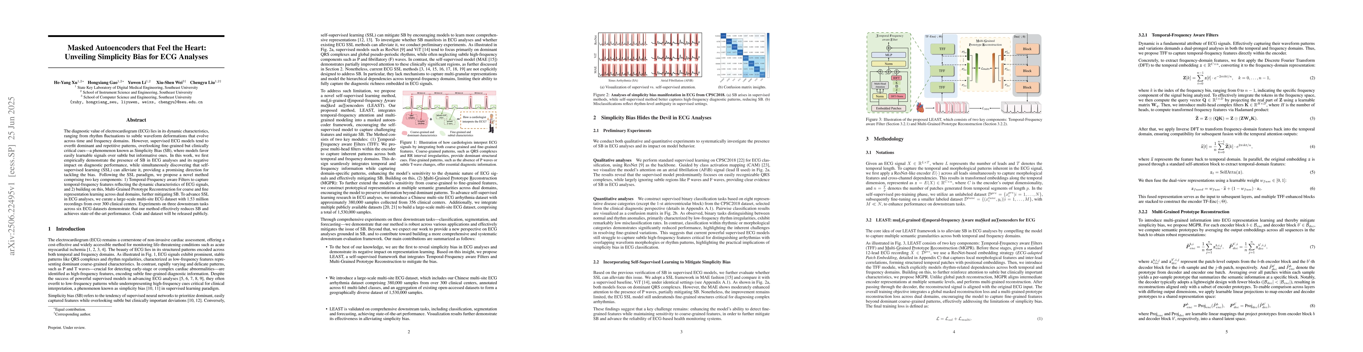 Thumbnail for Masked Autoencoders that Feel the Heart: Unveiling Simplicity Bias for
  ECG Analyses