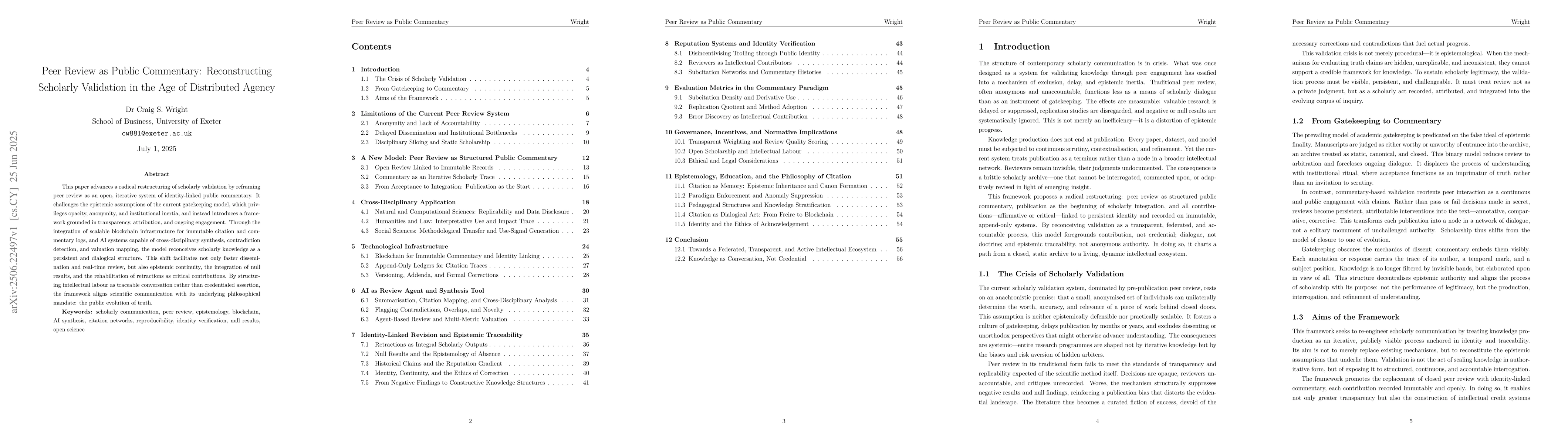 Thumbnail for Peer Review as Structured Commentary: Immutable Identity, Public
  Dialogue, and Reproducible Scholarship