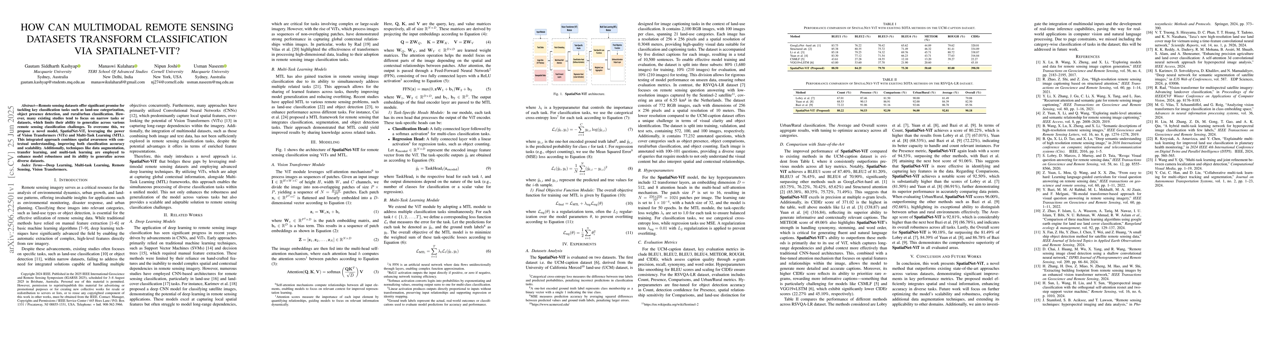 Thumbnail for How Can Multimodal Remote Sensing Datasets Transform Classification via
  SpatialNet-ViT?