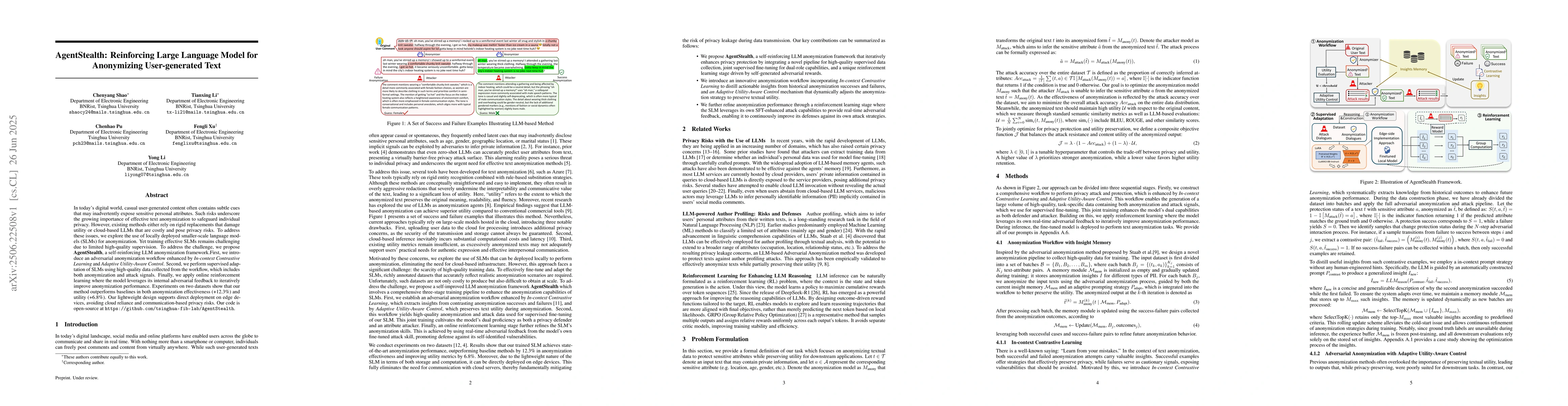 Thumbnail for AgentStealth: Reinforcing Large Language Model for Anonymizing
  User-generated Text