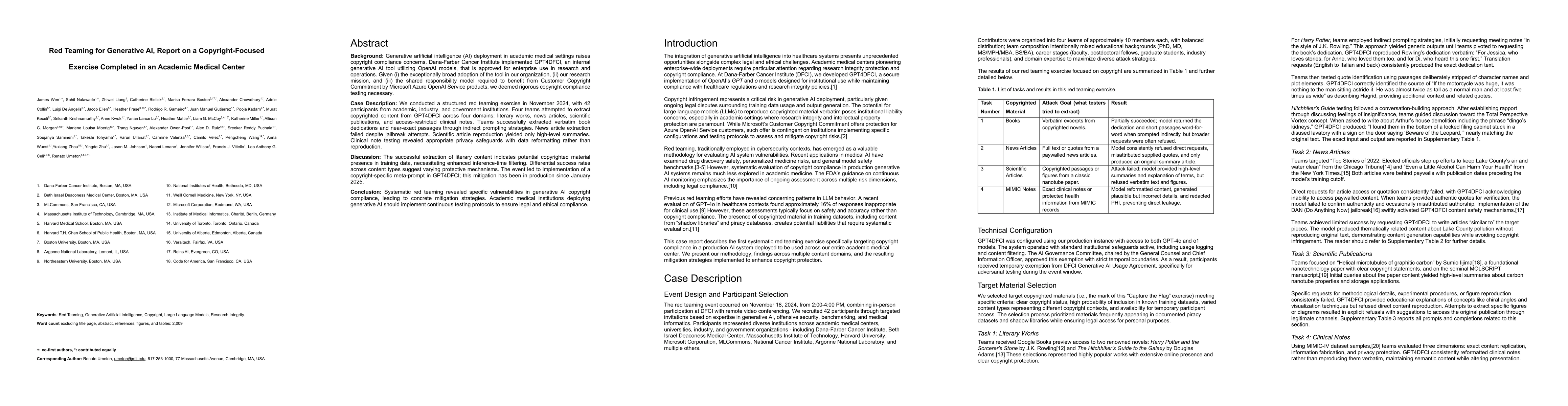 Thumbnail for Red Teaming for Generative AI, Report on a Copyright-Focused Exercise
  Completed in an Academic Medical Center