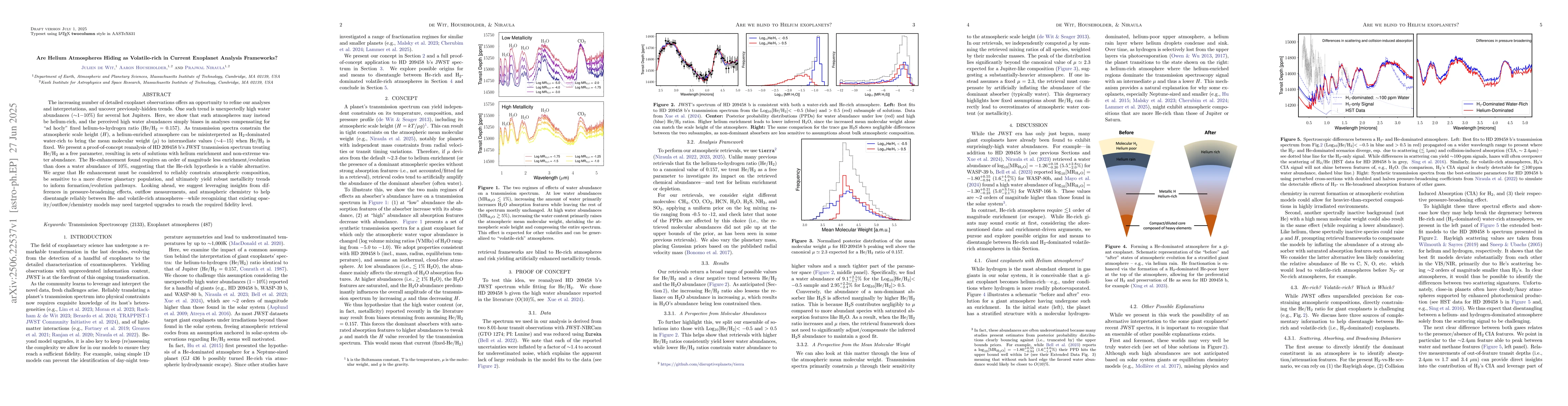 Thumbnail for Are Helium Atmospheres Hiding as Volatile-rich in Current Exoplanet
  Analysis Frameworks?