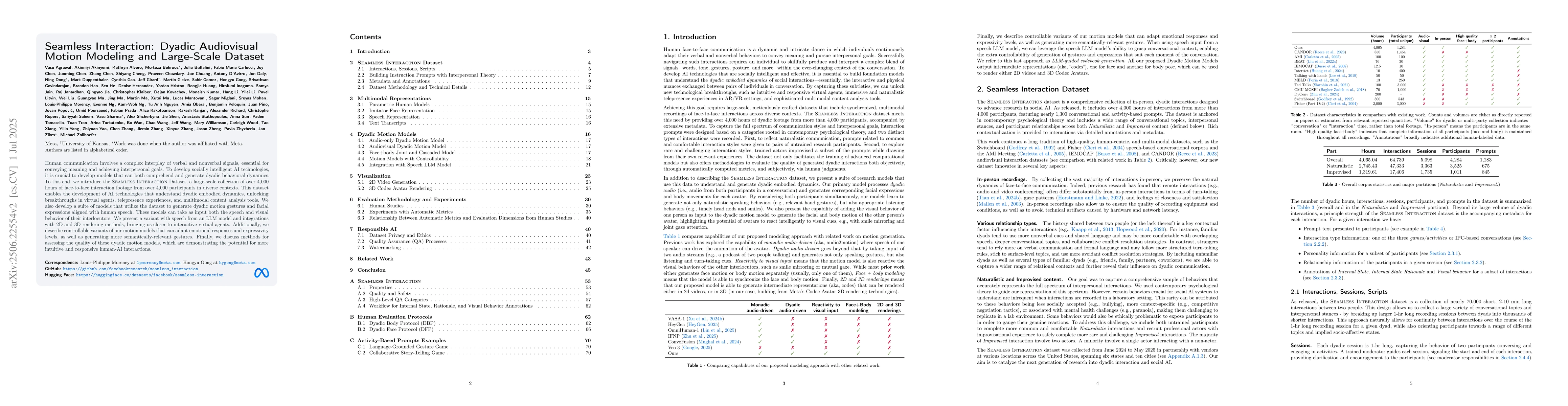 Thumbnail for Seamless Interaction: Dyadic Audiovisual Motion Modeling and Large-Scale
  Dataset