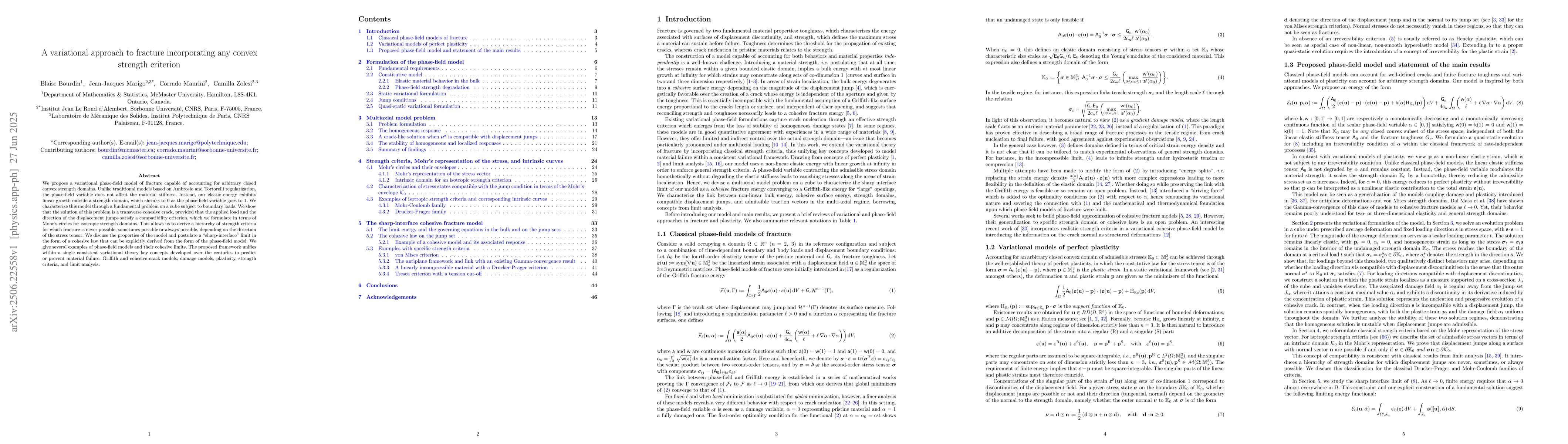 Thumbnail for A variational approach to fracture incorporating any convex strength
  criterion