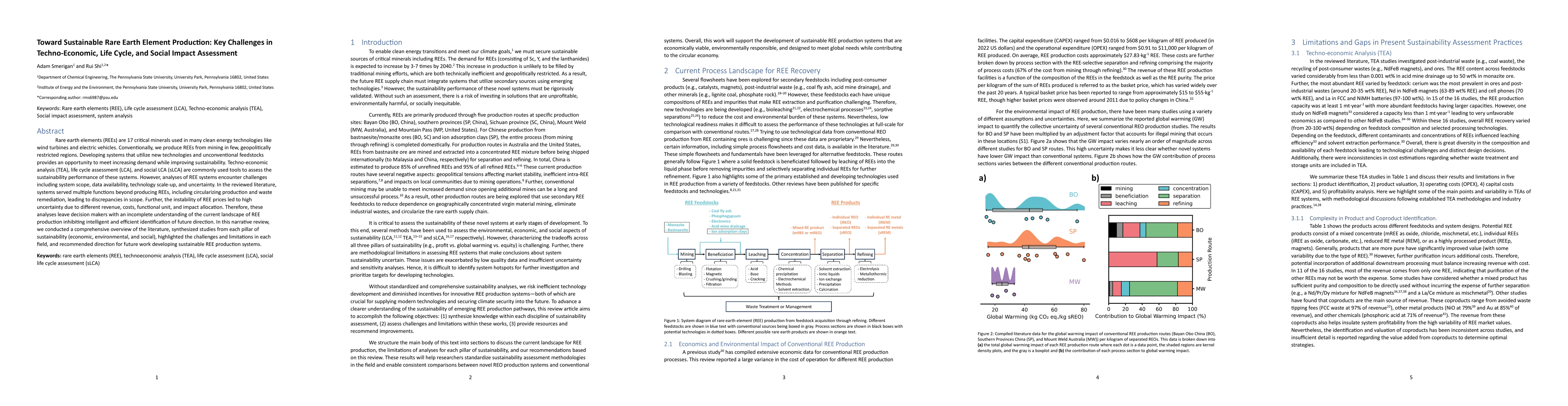 Thumbnail for Toward Sustainable Rare Earth Element Production: Key Challenges in
  Techno-Economic, Life Cycle, and Social Impact Assessment