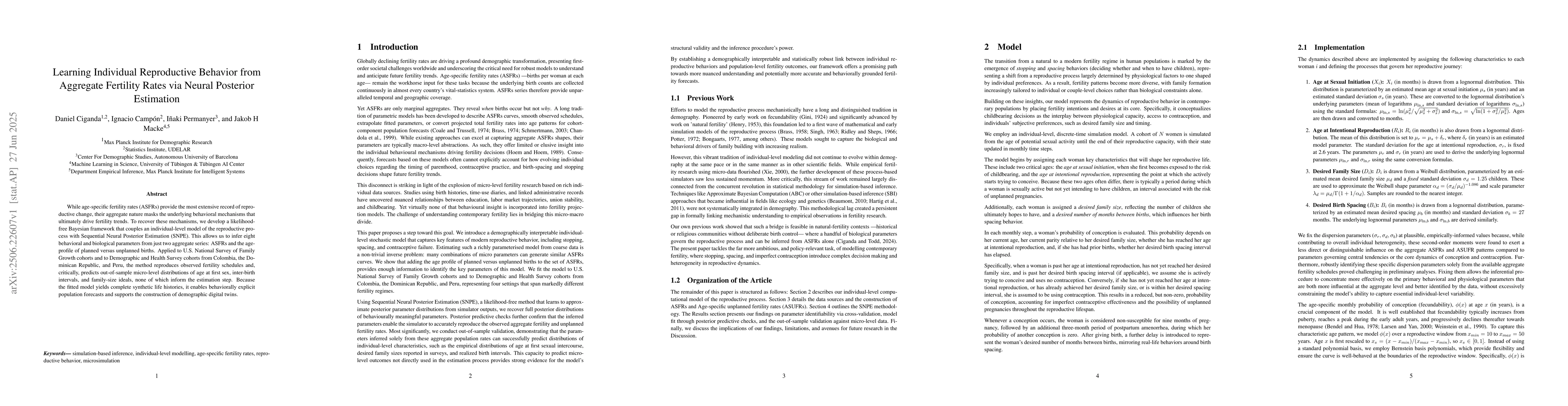 Thumbnail for Learning Individual Reproductive Behavior from Aggregate Fertility Rates
  via Neural Posterior Estimation