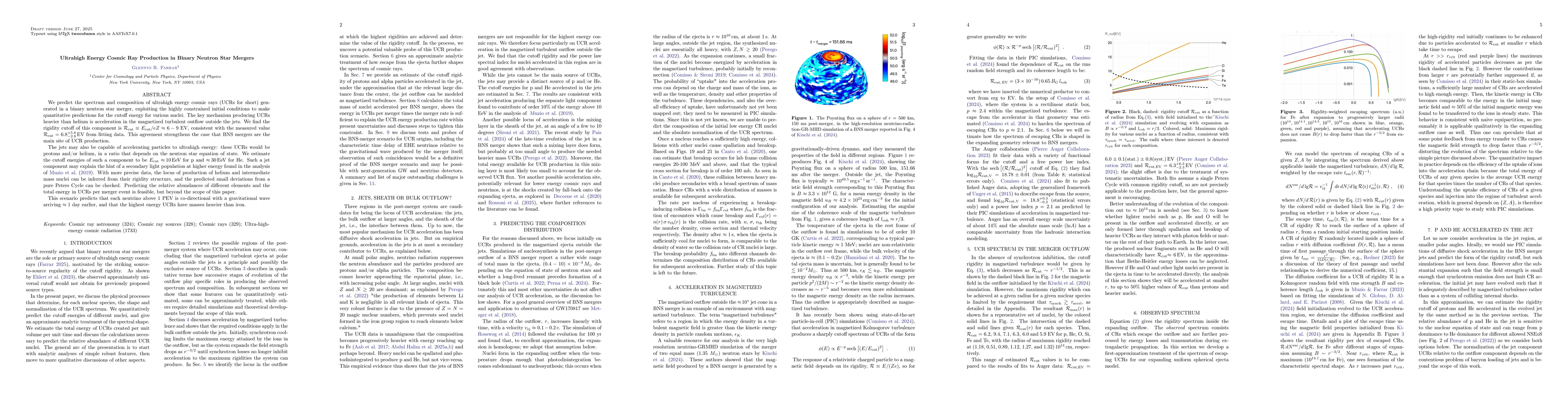 Thumbnail for Ultrahigh Energy Cosmic Ray Production in Binary Neutron Star Mergers