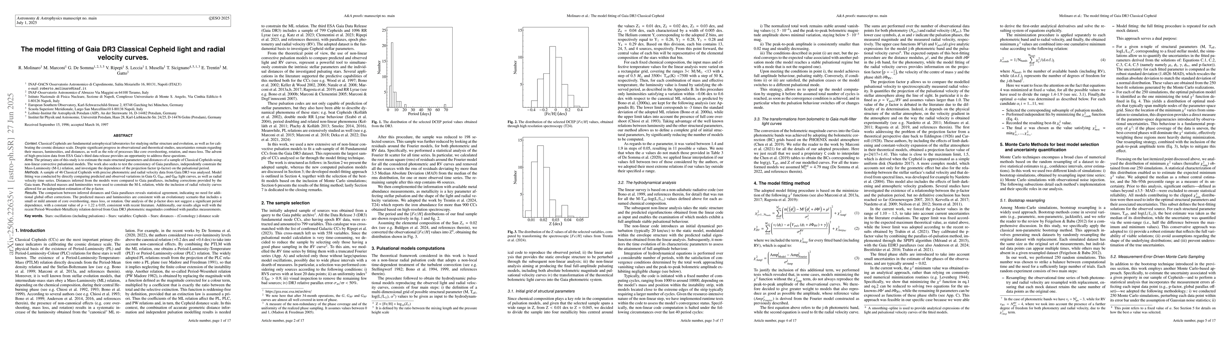 Thumbnail for The model fitting of Gaia DR3 Classical Cepheid light and radial
  velocity curves