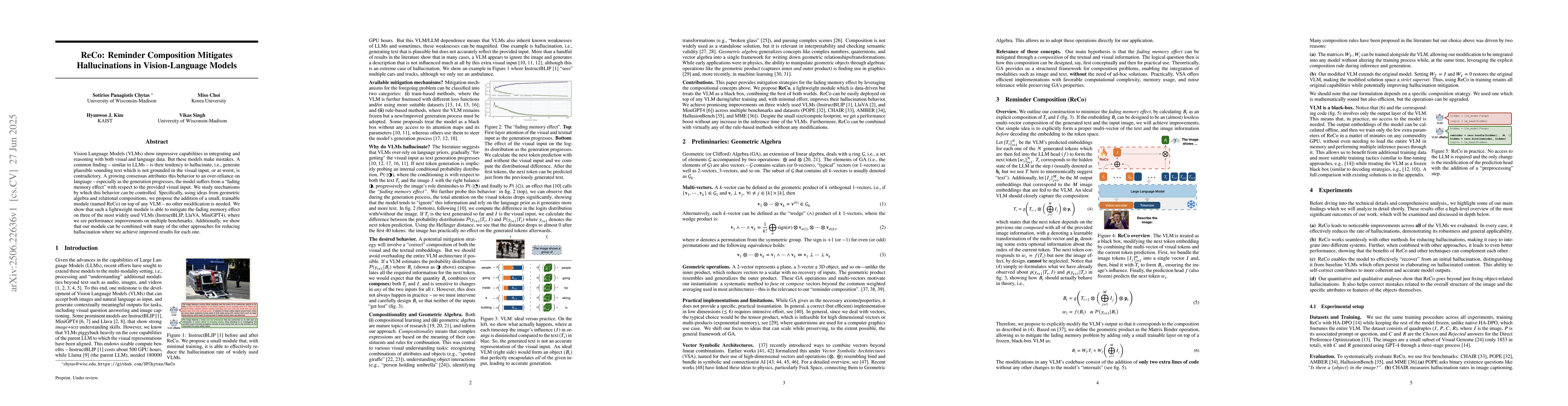 Thumbnail for ReCo: Reminder Composition Mitigates Hallucinations in Vision-Language
  Models