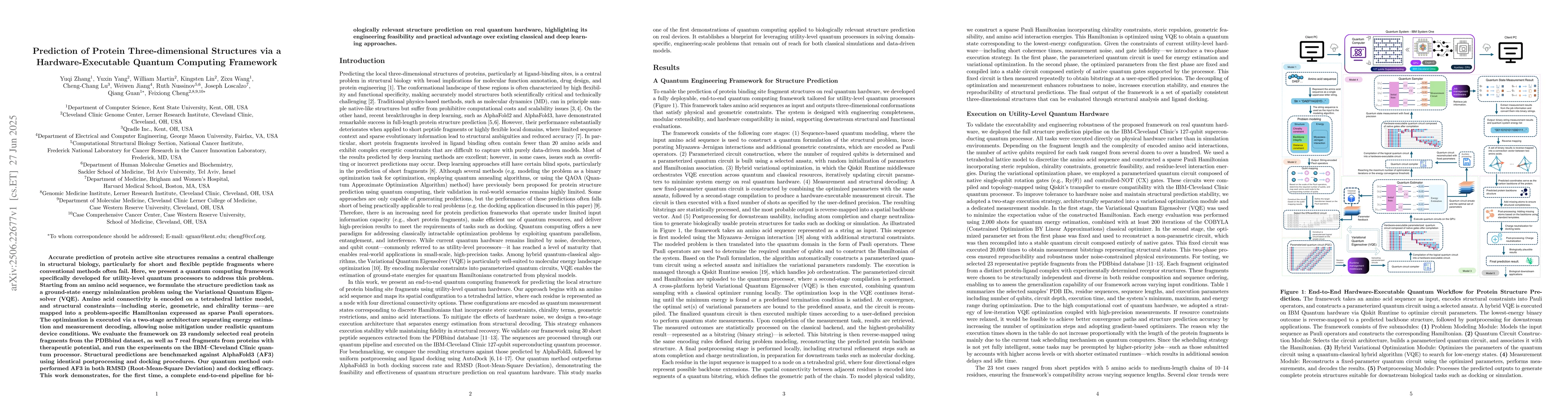 Thumbnail for Prediction of Protein Three-dimensional Structures via a
  Hardware-Executable Quantum Computing Framework