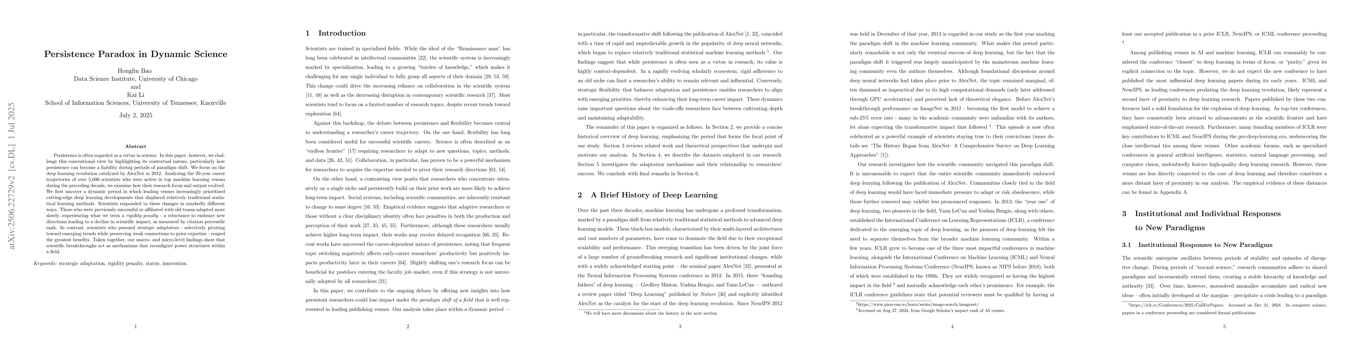 Thumbnail for Persistence Paradox in Dynamic Science