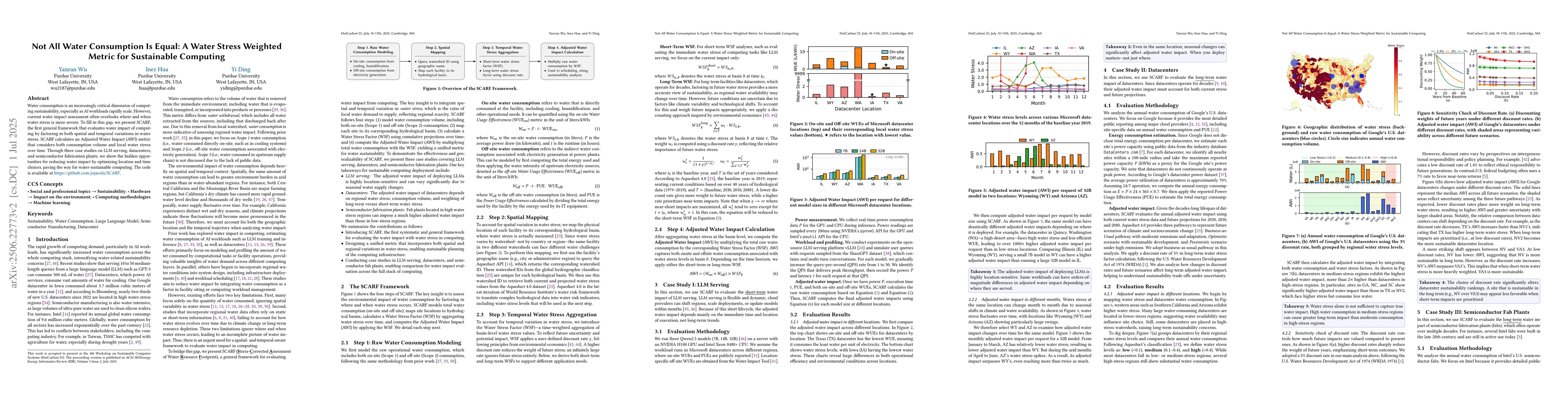 Thumbnail for Not All Water Consumption Is Equal: A Water Stress Weighted Metric for
  Sustainable Computing