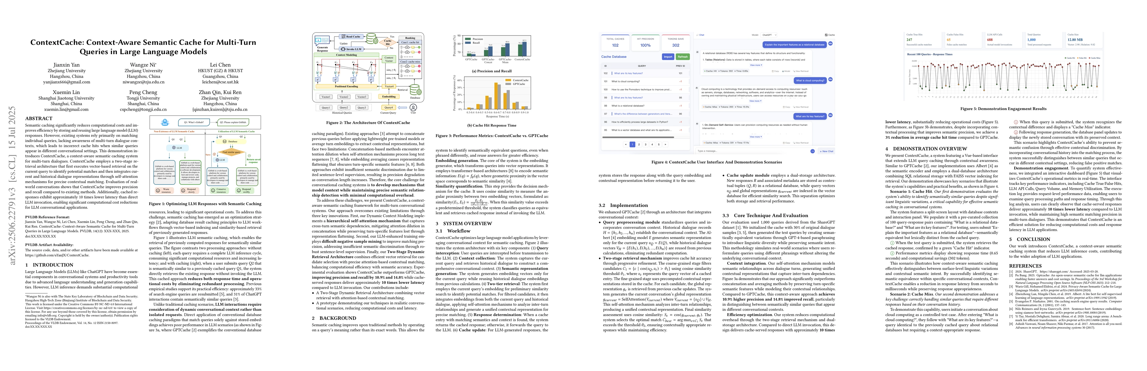 Thumbnail for ContextCache: Context-Aware Semantic Cache for Multi-Turn Queries in
  Large Language Models