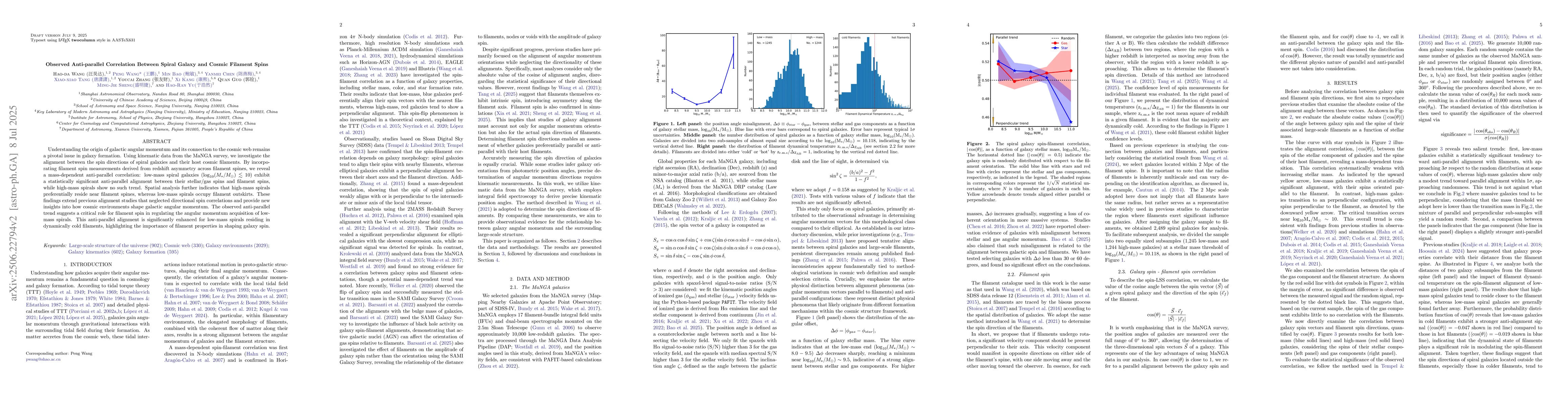 Thumbnail for Observed Anti-parallel Correlation Between Spiral Galaxy and Cosmic
  Filament Spins