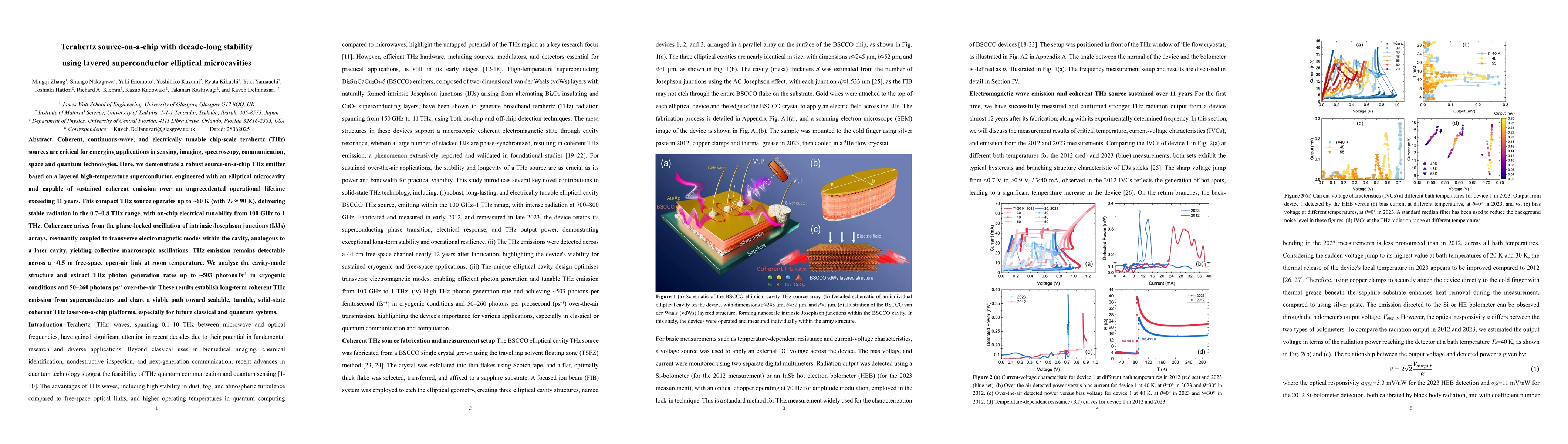 Thumbnail for Terahertz source-on-a-chip with decade-long stability using layered
  superconductor elliptical microcavities