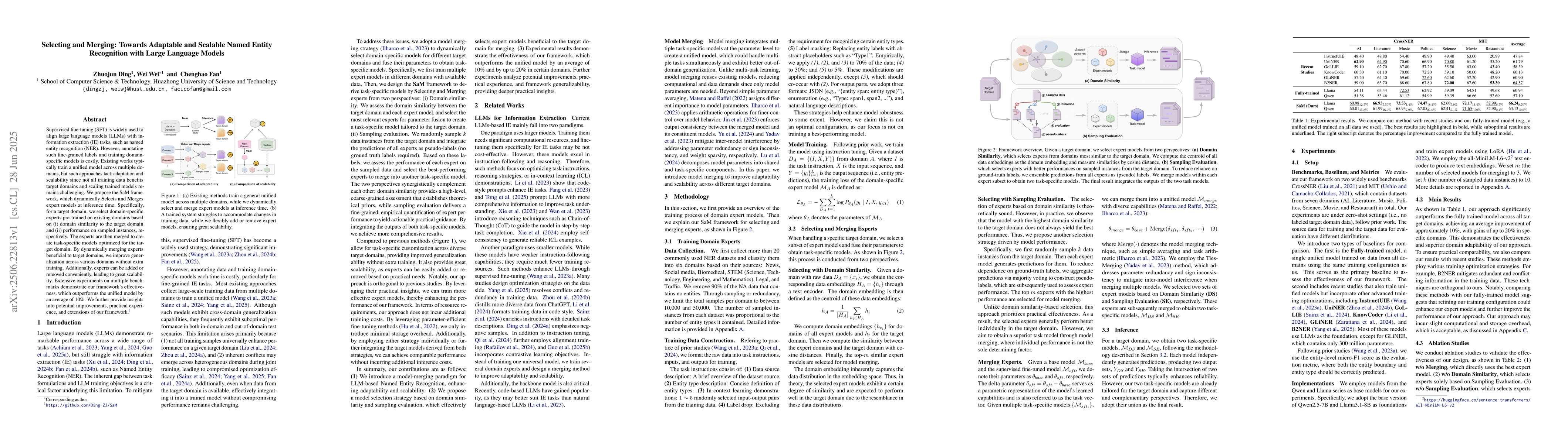 Thumbnail for Selecting and Merging: Towards Adaptable and Scalable Named Entity
  Recognition with Large Language Models
