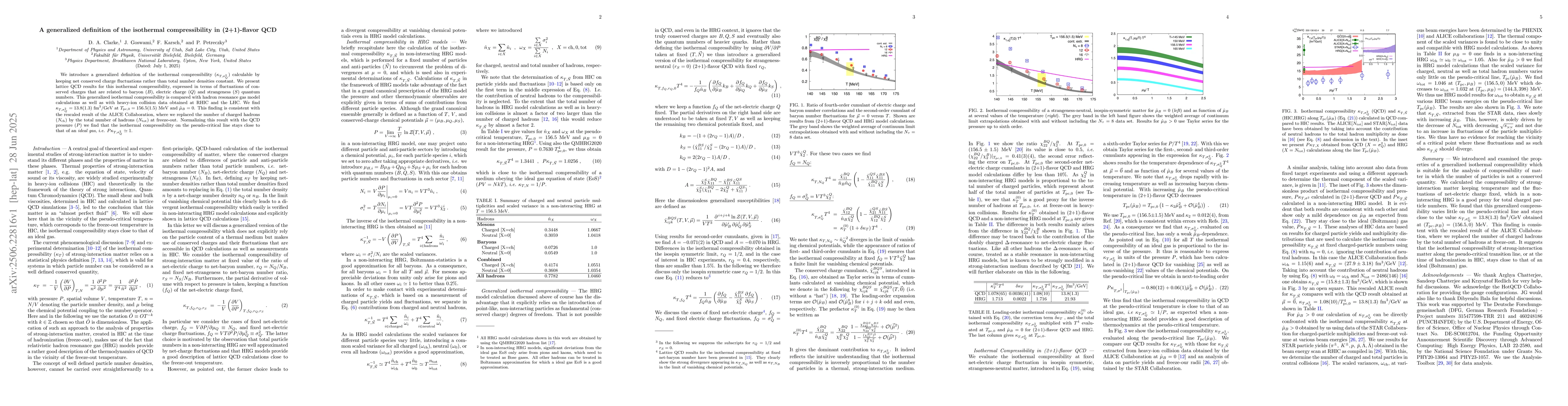 Thumbnail for A generalized definition of the isothermal compressibility in
  (2+1)-flavor QCD