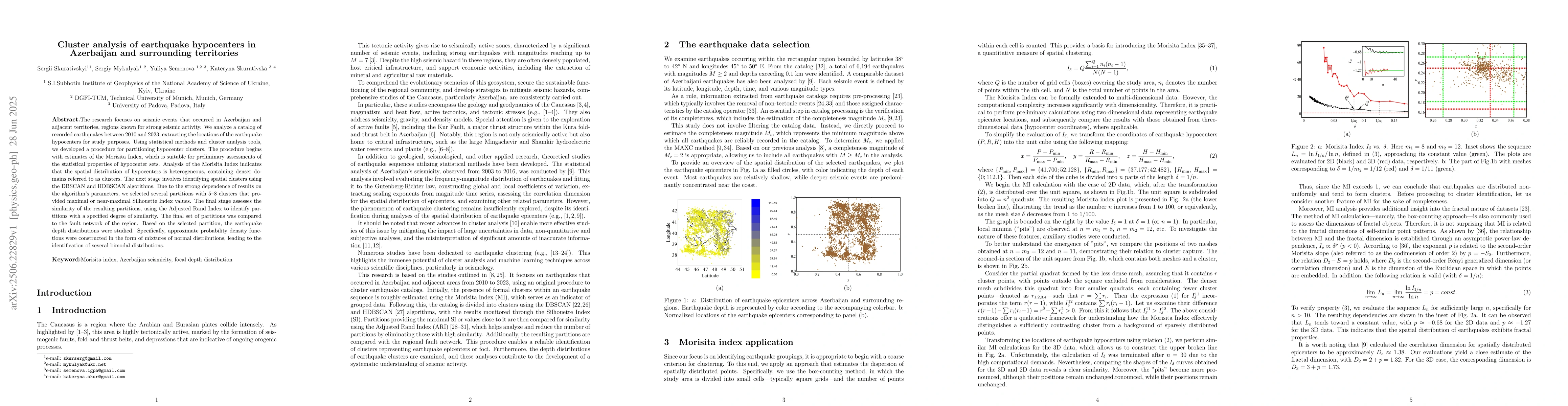 Thumbnail for Cluster analysis of earthquake hypocenters in Azerbaijan and surrounding
  territories