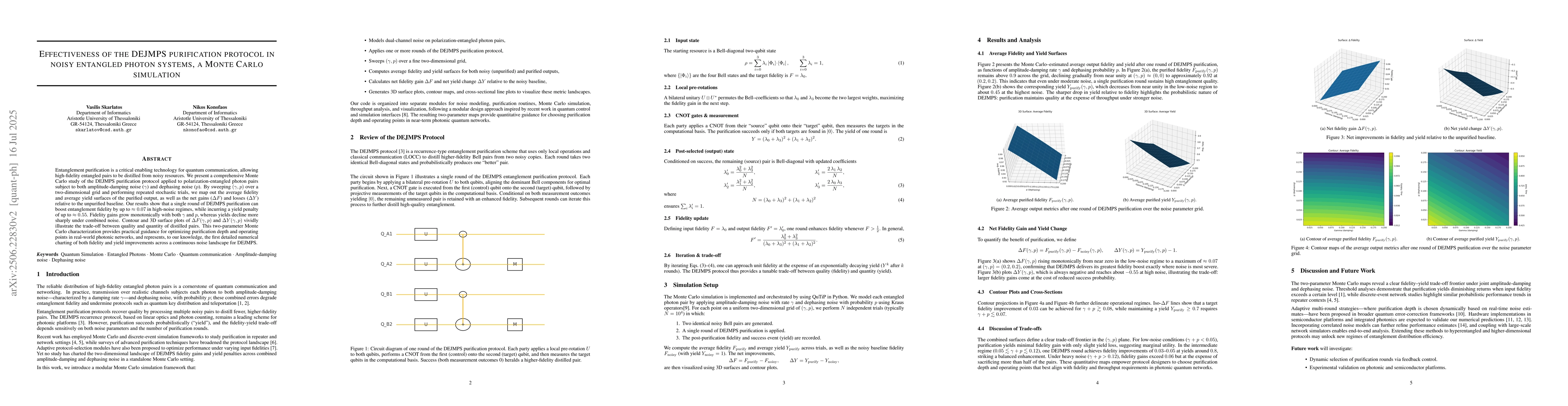 Thumbnail for Effectiveness of the DEJAMPS purification protocol in noisy entangled
  photon systems, a Monte Carlo simulation