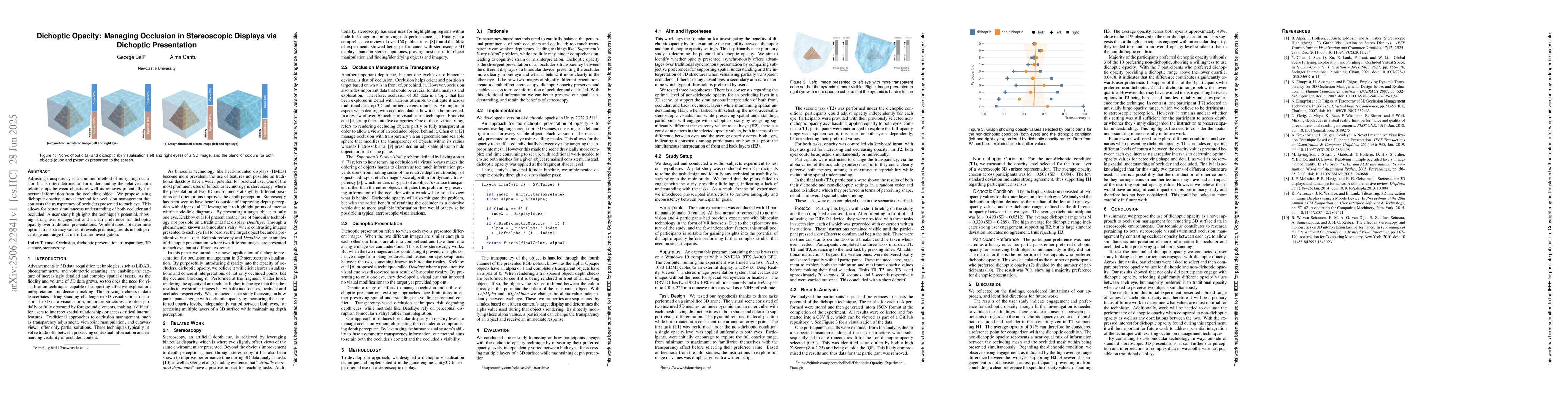 Thumbnail for Dichoptic Opacity: Managing Occlusion in Stereoscopic Displays via
  Dichoptic Presentation