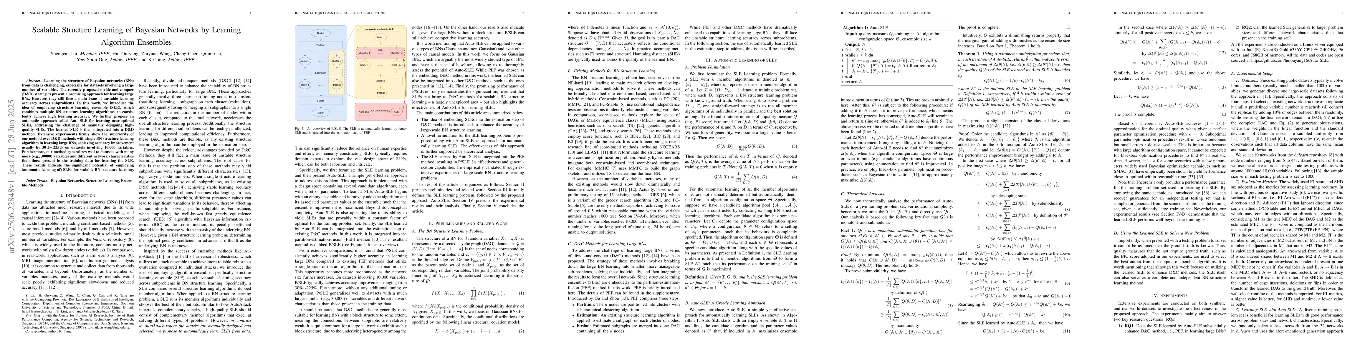 Thumbnail for Scalable Structure Learning of Bayesian Networks by Learning Algorithm
  Ensembles