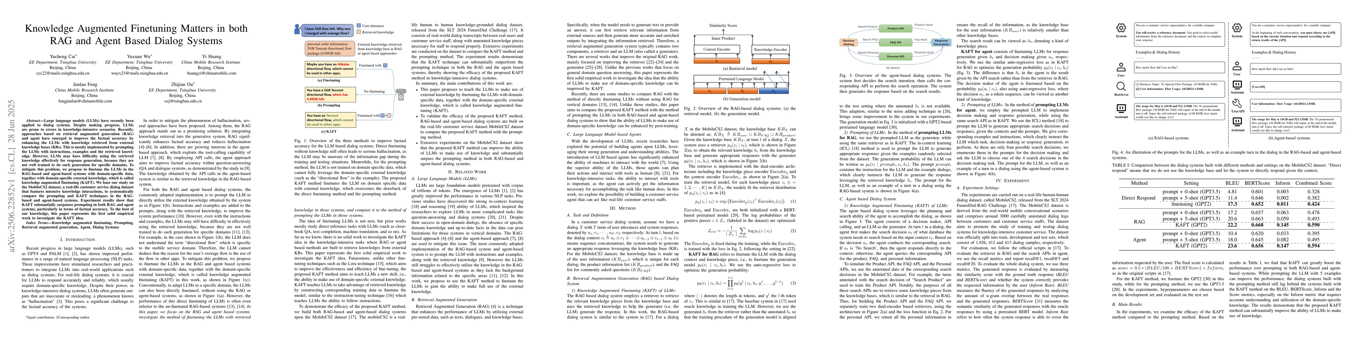 Thumbnail for Knowledge Augmented Finetuning Matters in both RAG and Agent Based
  Dialog Systems