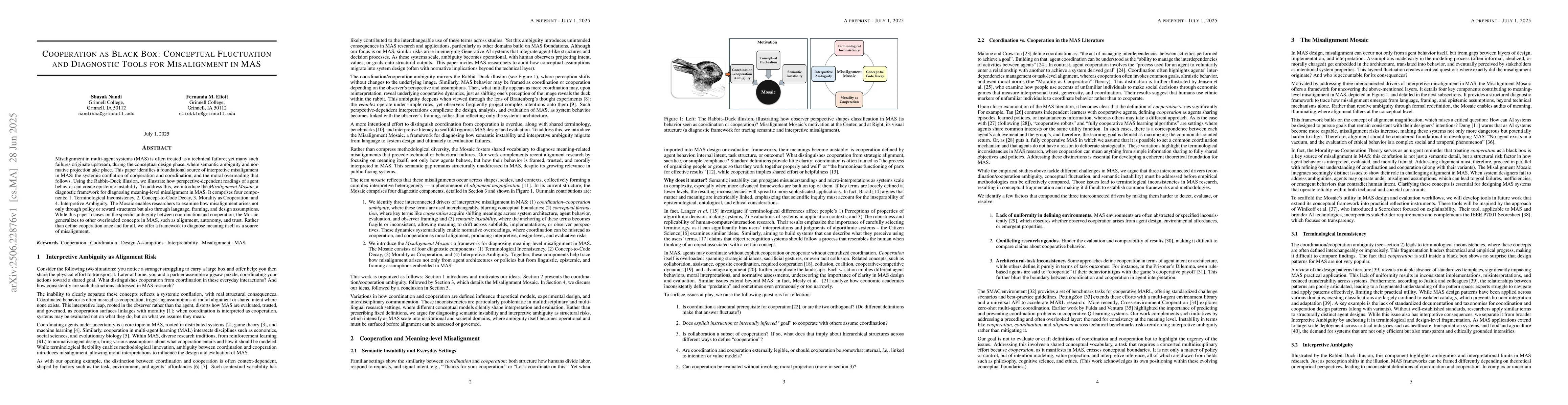 Thumbnail for Cooperation as Black Box: Conceptual Fluctuation and Diagnostic Tools
  for Misalignment in MAS