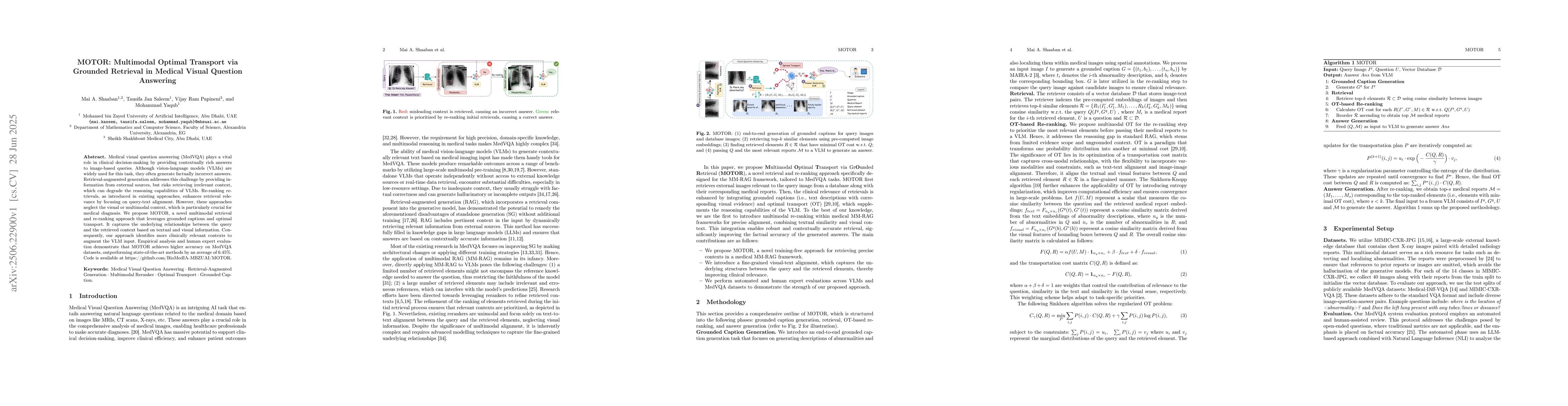 Thumbnail for MOTOR: Multimodal Optimal Transport via Grounded Retrieval in Medical
  Visual Question Answering
