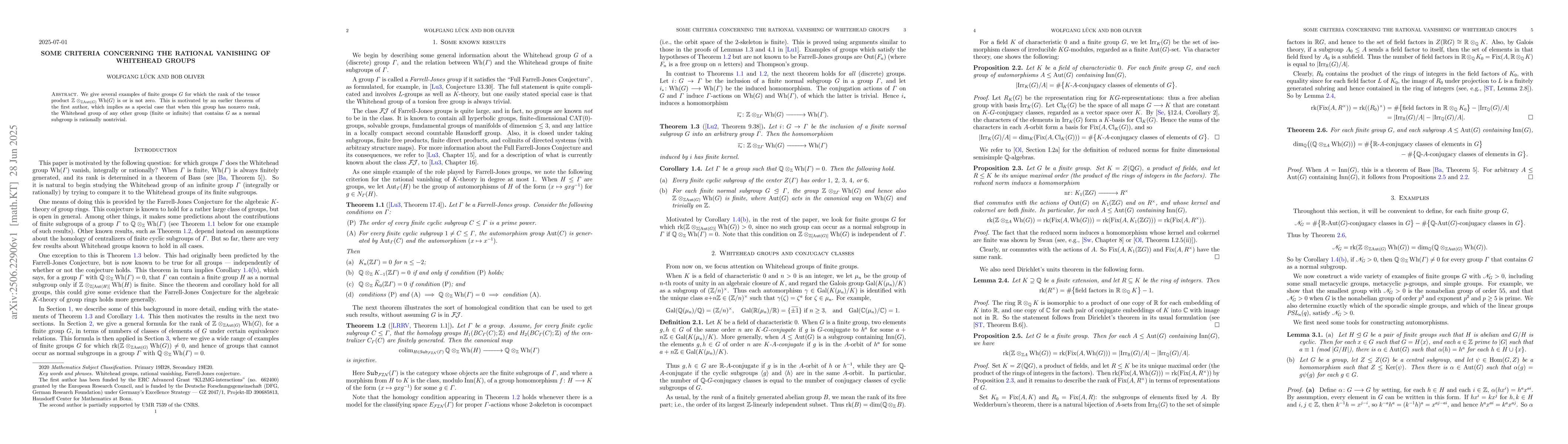 Thumbnail for Some criteria concerning the rational vanishing of Whitehead groups