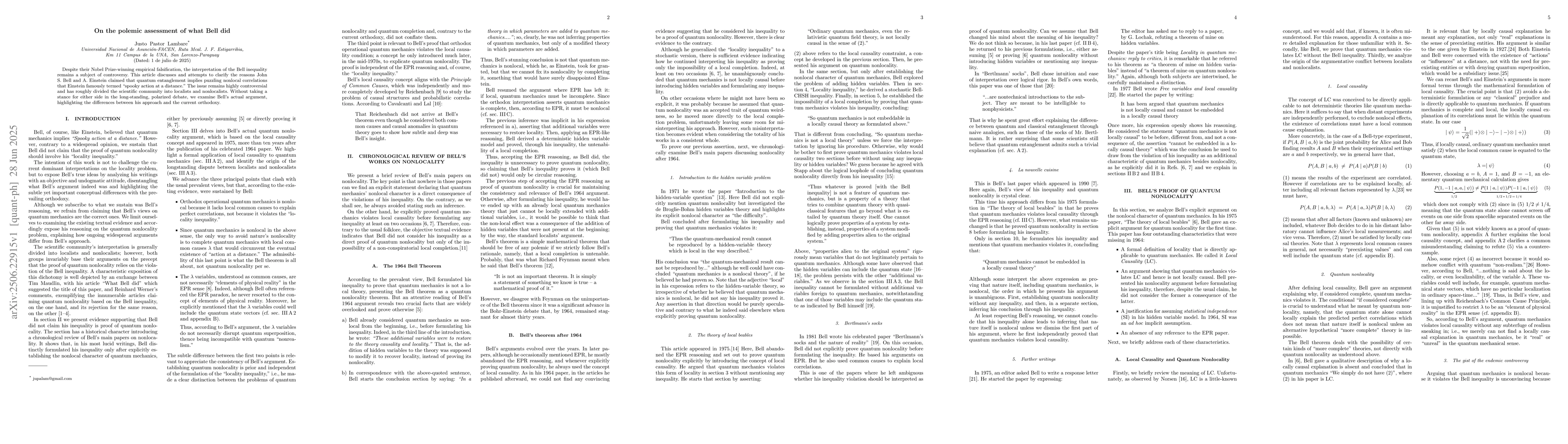 Thumbnail for On the polemic assessment of what Bell did